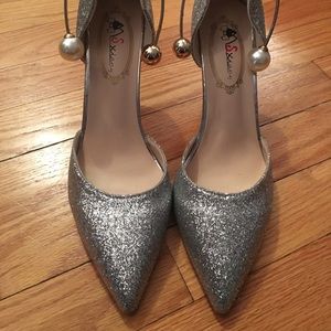 Silver glitter heels size 8
